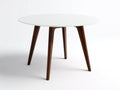 Table à manger ronde en bois 110×110×75 cm - blanc/marron foncé - style contemporain