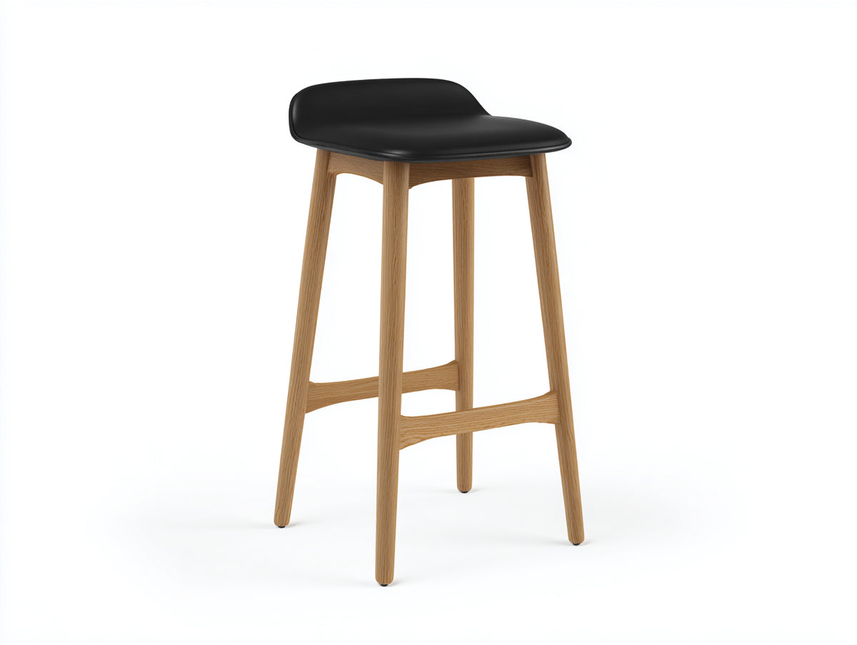 Barhocker-Holz und Kunststoff-45×48×86 cm-Schwarz/Natur-konturierte Sitzschale für die Hausbar