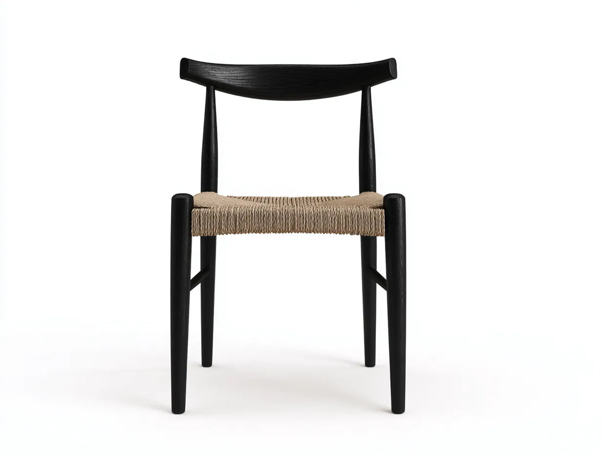 Chaise de salle à manger 50×52×82 cm – bois noir – assise tressée style contemporain