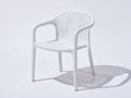 Chaise d'extérieur en métal 58×56×82 cm - blanc - dossier ajouré avec accoudoirs