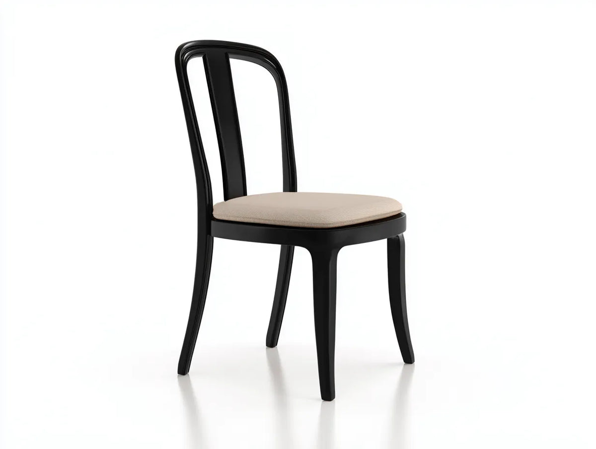 Chaise de salle à manger 46×54×86 cm - bois noir et tissu beige - design élégant pour salle à manger