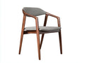 Chaise de salle à manger en bois 57×58×80 cm - marron gris - accoudoirs et assise rembourrée
