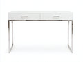 Schreibtisch-Holzwerkstoff und Stahl-125×55×76 cm-Weiß Chrom-zwei Schubladen fürs Arbeitszimmer