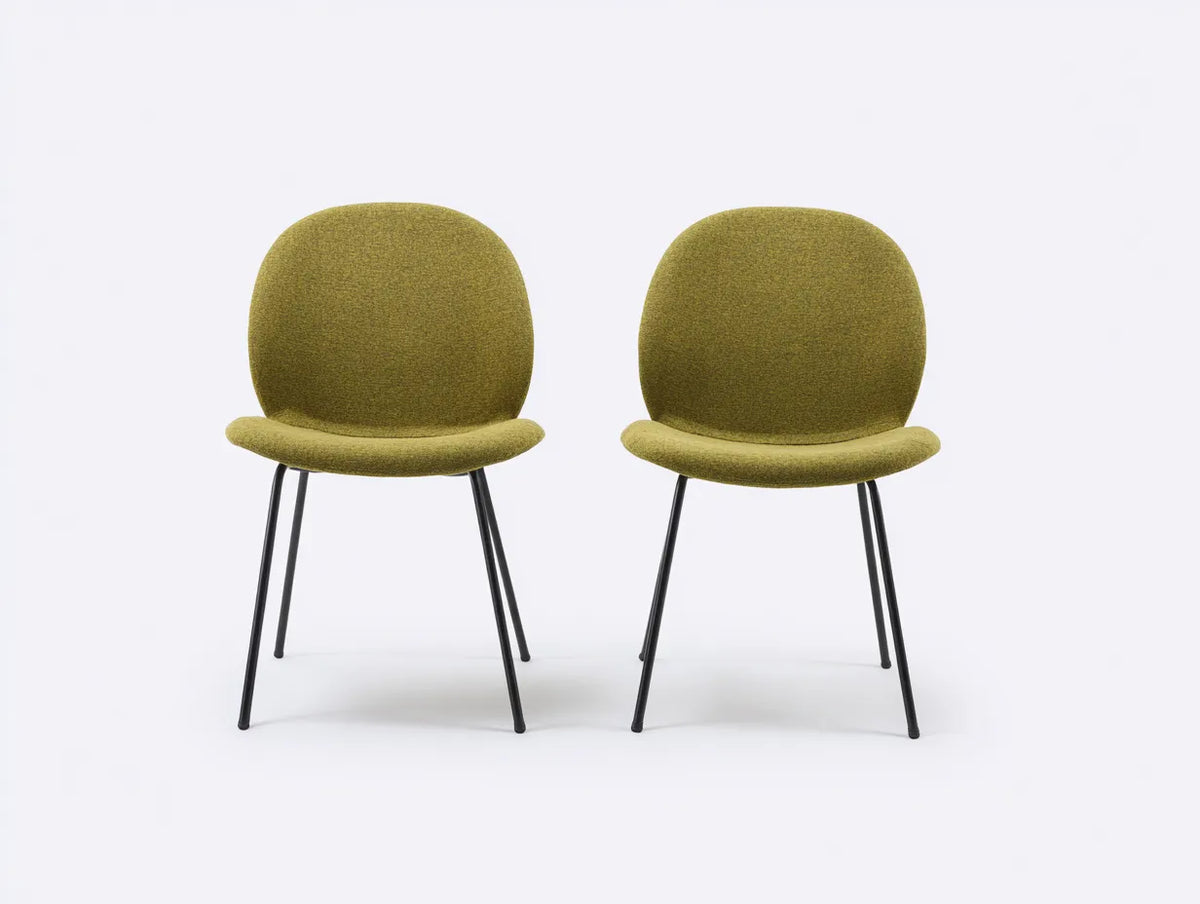 Ensemble de 2 chaises de salle à manger en tissu 50×55×82 cm - vert olive noir - dossier arrondi