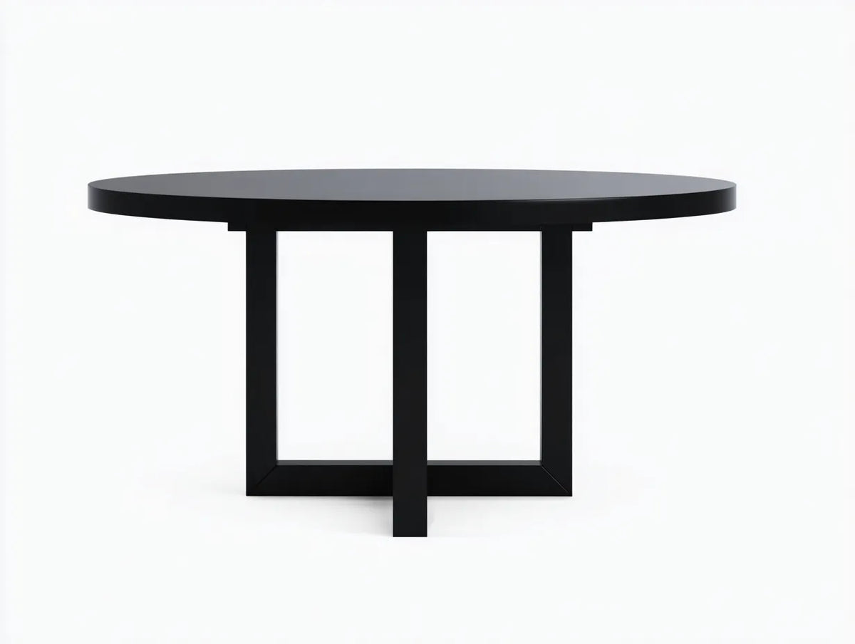 Table à manger extérieure ronde en métal 110×110×75 cm - noir - balcon contemporain