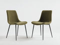 Chaises de salle à manger en tissu et métal 49×55×84 cm - vert olive/noir - style contemporain