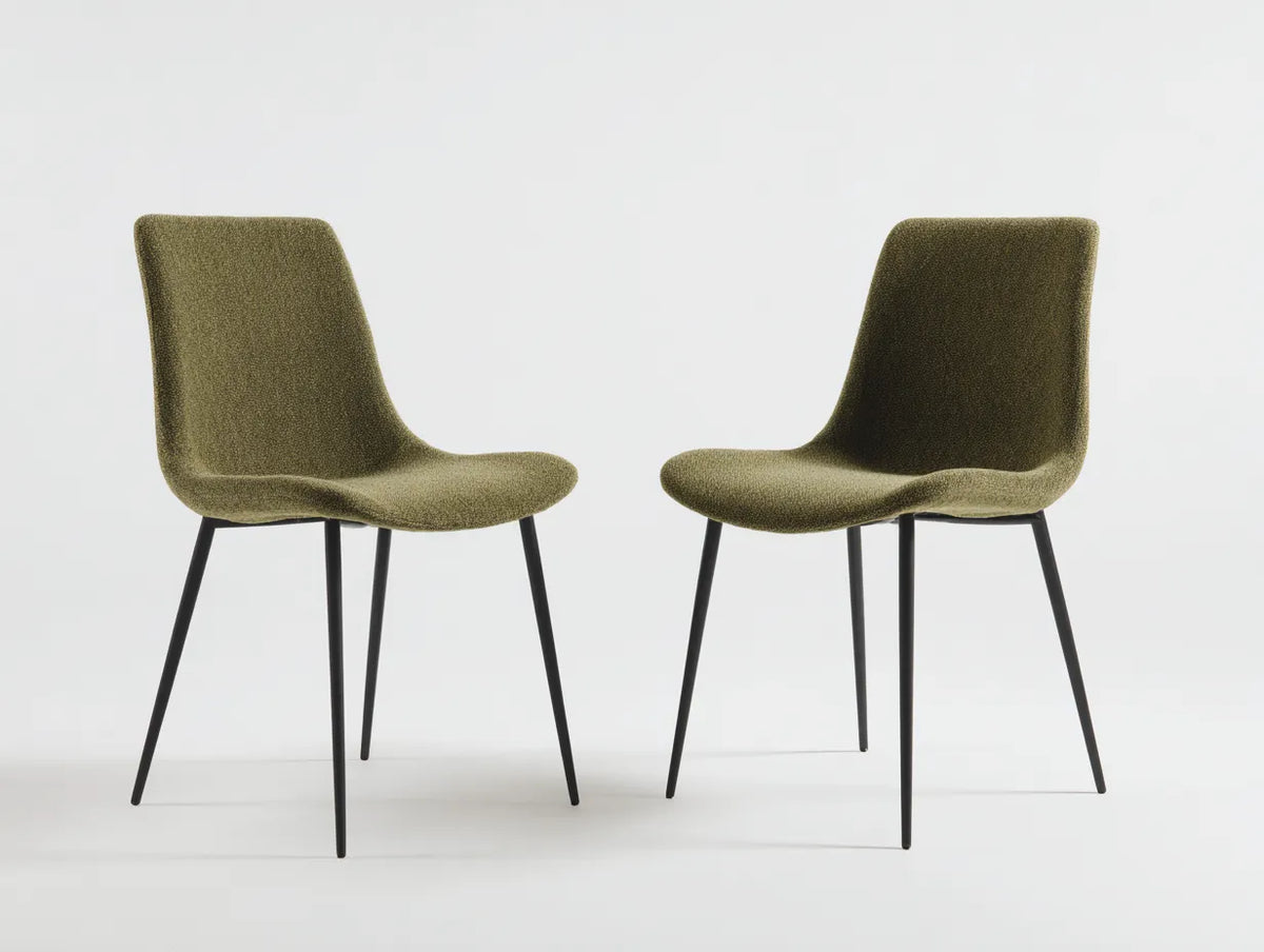 Chaises de salle à manger en tissu et métal 49×55×84 cm - vert olive/noir - style contemporain