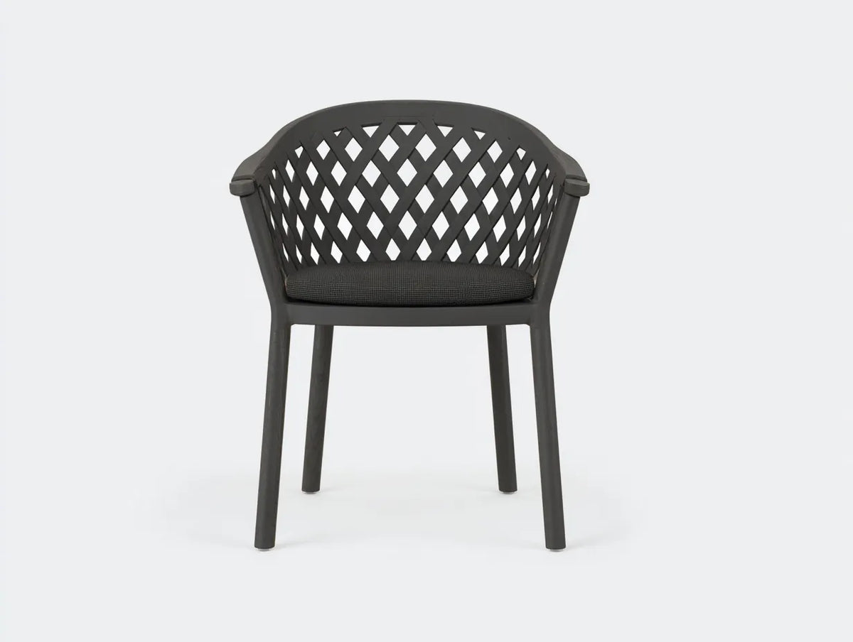 Chaise d'extérieur en plastique et tissu 57×59×80 cm - gris foncé - balcon contemporain