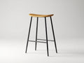 Barhocker-Holz-Metall-50×46×79 cm-Natur/Schwarz-breiter Formsitz mit umlaufender Fußstütze für Hausbar