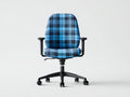 Computerstuhl aus Karostoff 67×66×98–108 cm – Leuchtend Blau Schwarz – drehbar mit Wippfunktion fürs Arbeitszimmer
