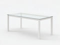Table à manger extérieure métal et verre 150×90×74 cm - blanc et transparent - terrasse moderne