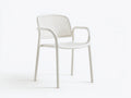 Chaise d'extérieur en polypropylène 56×55×82 cm - blanc - dossier ajouré avec accoudoirs