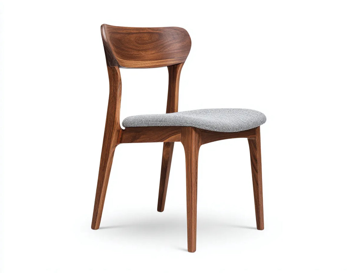 Chaise de salle à manger 49×55×80 cm - bois marron et assise en tissu - style contemporain