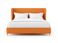 Lit double tapissé 214×168×112 cm - orange et doré - chambre contemporaine