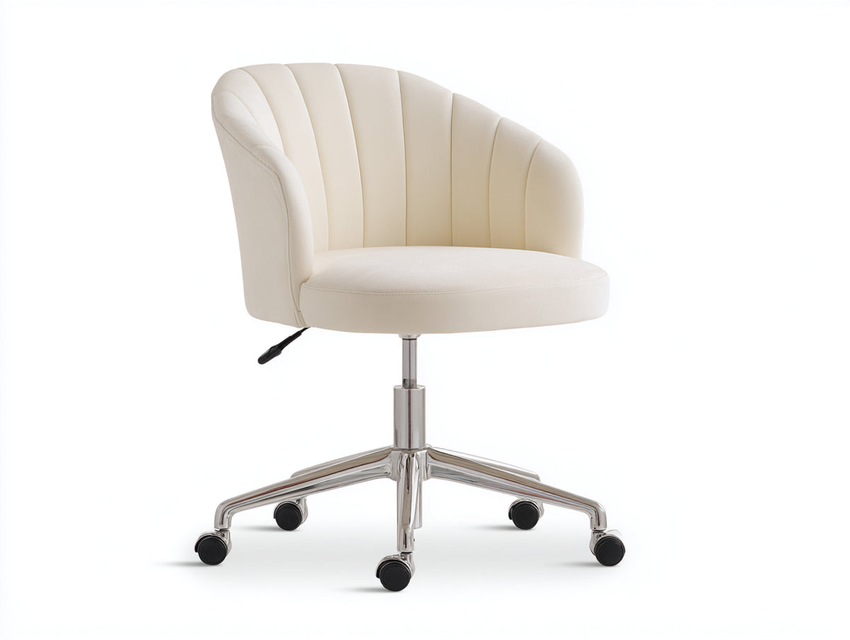 Computerstuhl-Lederoptik-Metall-64×67×104 cm-Cognacbraun/Silber-modernes Rollendesign fürs Arbeitszimmer