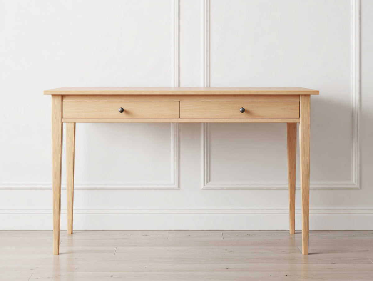 Schreibtisch-Holzoptik-120×55×75 cm-Natur/Schwarz-zwei Schubladen fürs Arbeitszimmer