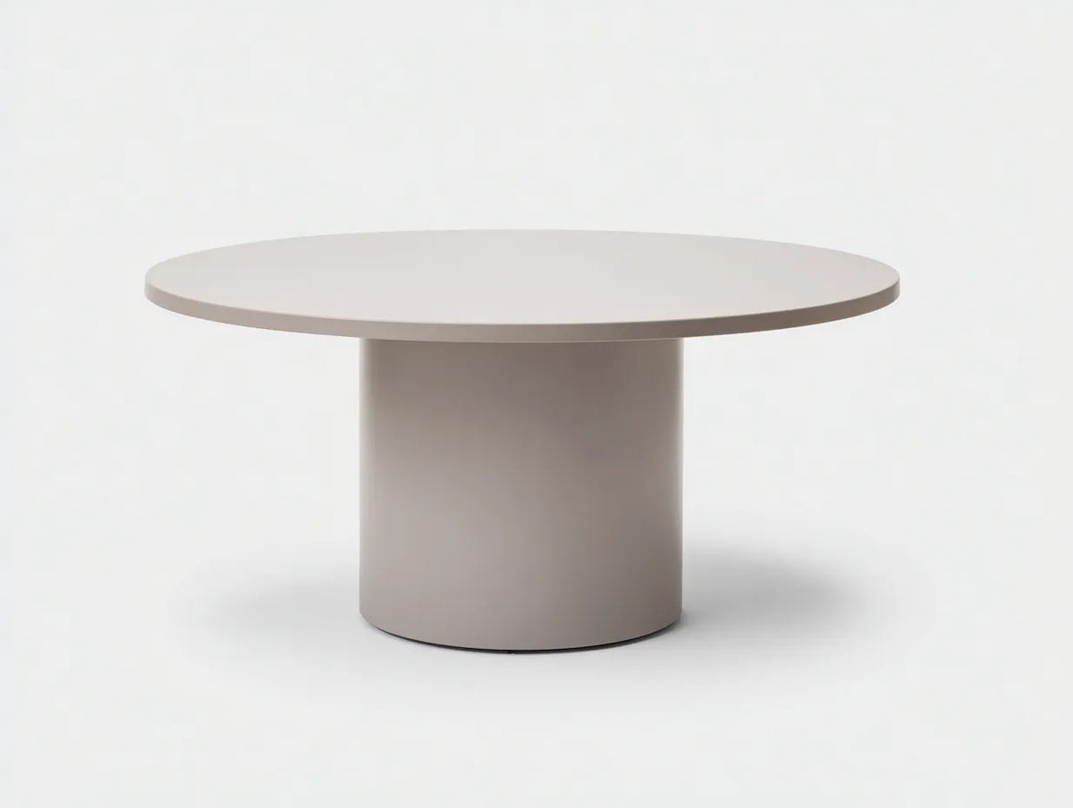 Table à manger extérieure ronde en métal 110×110×75 cm - gris clair - piètement central