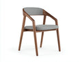 Chaise de salle à manger 56×55×80 cm – bois noyer – tissu gris – dossier avec accoudoirs