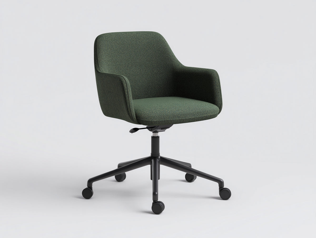 Computerstuhl aus Webstoff 65×63×81–91 cm – Dunkelgrün Schwarz – Schalenform mit Höhenverstellung fürs Arbeitszimmer