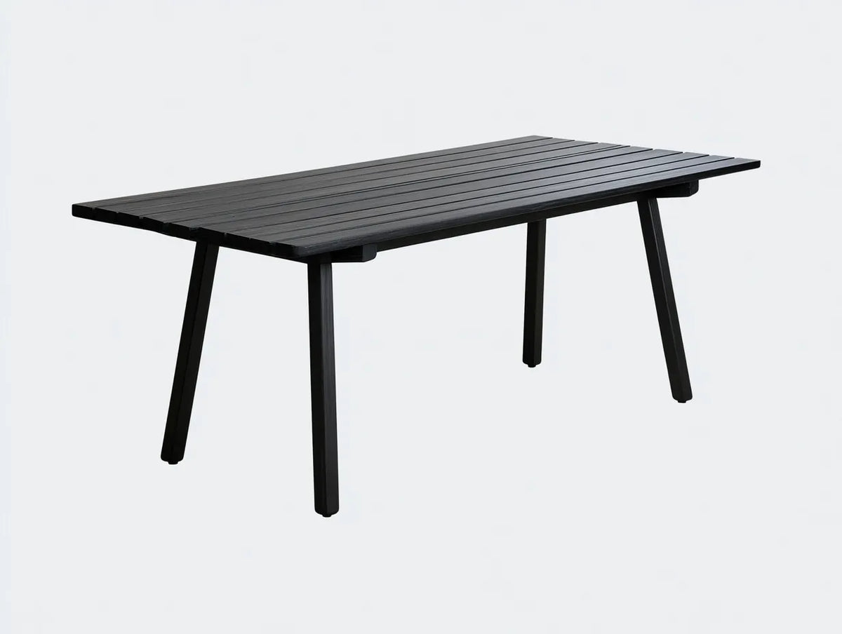 Table à manger extérieure en bois 180×90×75 cm - noir - plateau à lattes