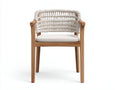 Chaise d'extérieur en bois et cordage 59×58×82 cm - beige et bois clair - avec accoudoirs