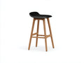 Barhocker-Holz-50×48×77 cm-Schwarz/Natur-breite Sitzform mit Fußauflage für Hausbar