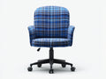 Computerstuhl-Stoff-64×69×99 cm-Blau/Schwarz-kompaktes Karomuster mit Rollen fürs Arbeitszimmer