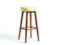 Barhocker-Leder-Holz-49×53×98 cm-Hellgelb/Walnuss-gepolsterte Rückenlehne für Hausbar