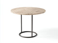 Table à manger extérieure ronde en pierre et métal 90×90×75 cm - beige et noir - style contemporain