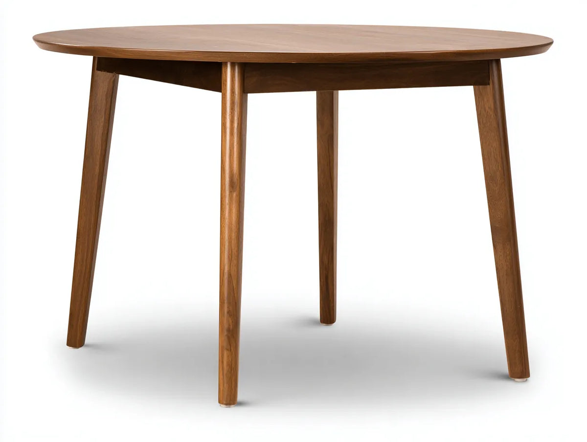 Table à manger ronde en bois 110×110×75 cm - brun - inspiration rétro