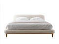 Lit double en tissu 212×170×100 cm - beige/bois - style organique contemporain