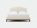 Lit double tapissé 215×170×118 cm - beige - tête de lit cintrée