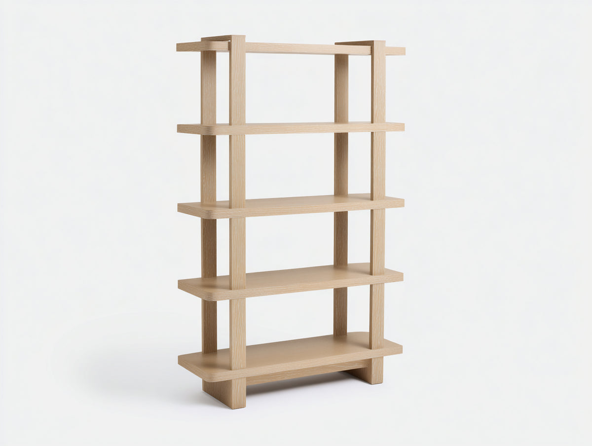 Bücherregal-Holz-82×32×172 cm-Natur-fünf offene Böden mit Quadratpfosten fürs Arbeitszimmer