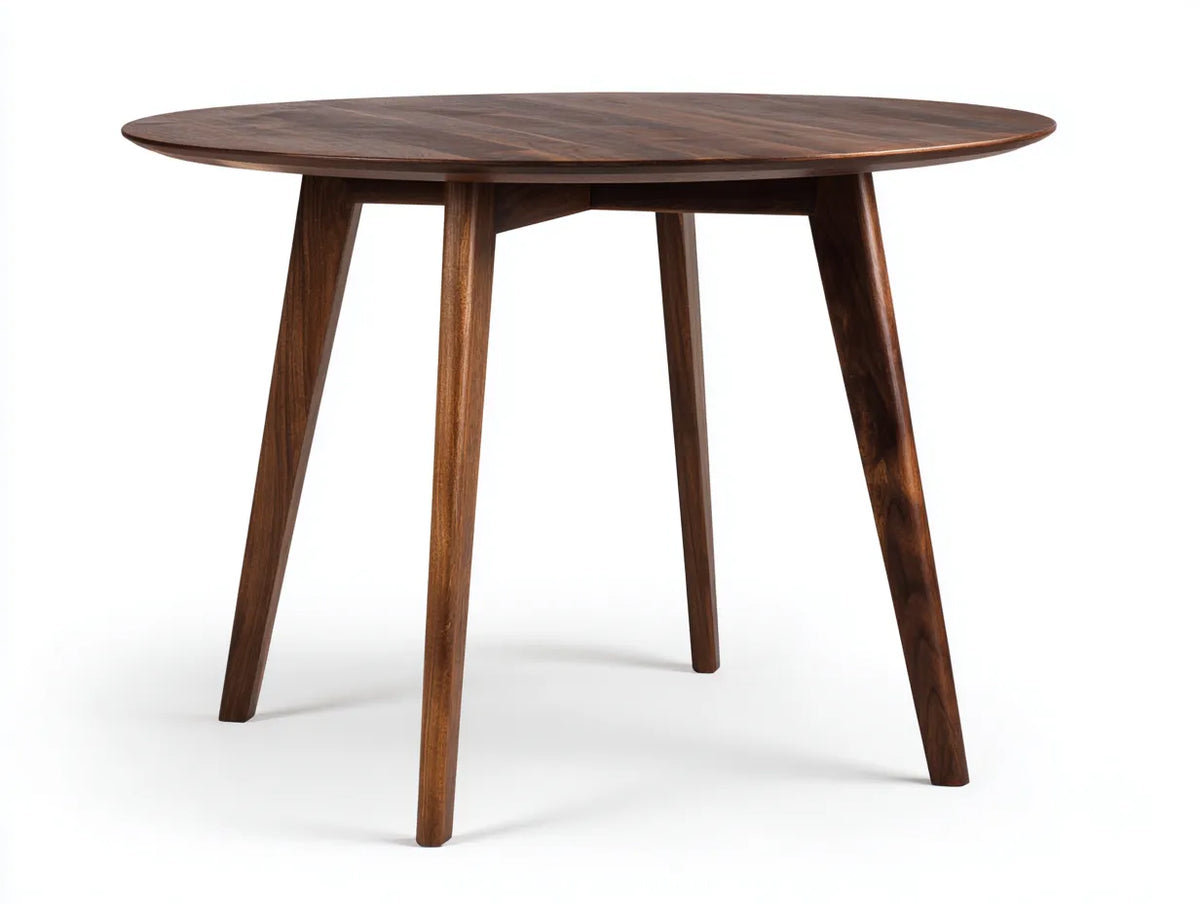 Table à manger ronde en bois 115×115×75 cm - marron foncé - style organique