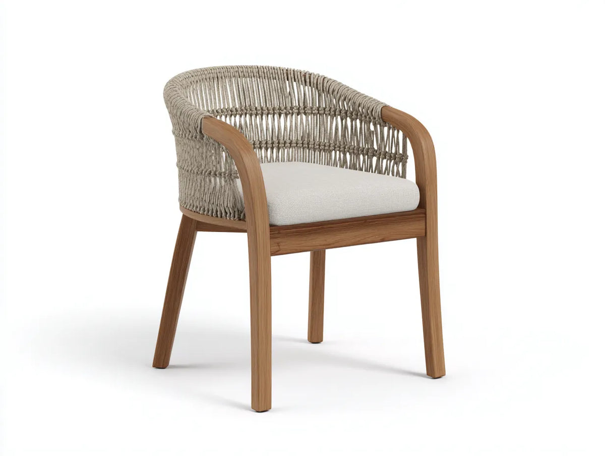 Chaise d'extérieur en bois et tressage 58×60×80 cm - bois/beige - balcon style naturel
