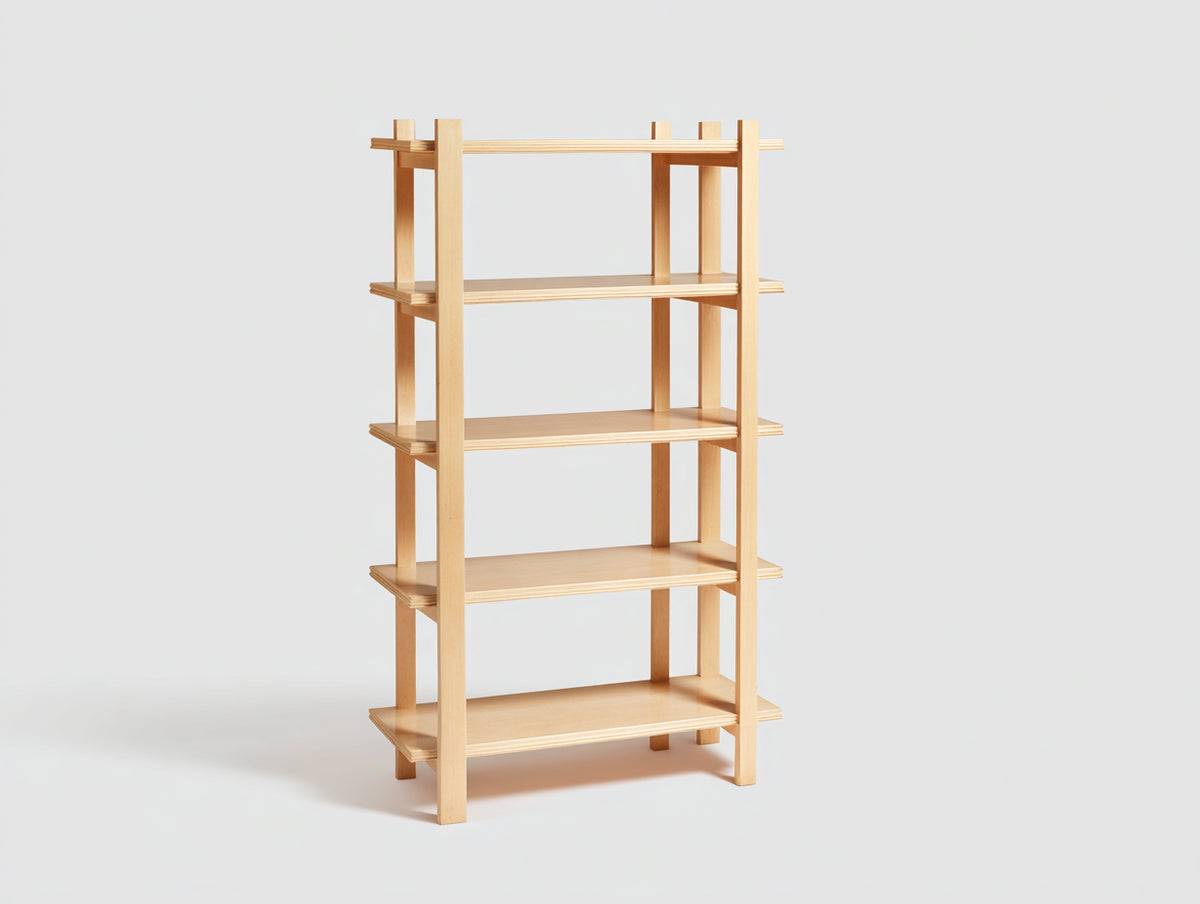 Bücherregal-Holz-90×35×180 cm-Hellnatur-offenes minimalistisches Design fürs Arbeitszimmer