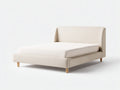 Lit double tapissé 208×166×102 cm - beige et bois - style épuré