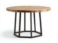 Table à manger extérieure ronde en bois et métal 110×110×75 cm - bois clair/noir - balcon contemporain