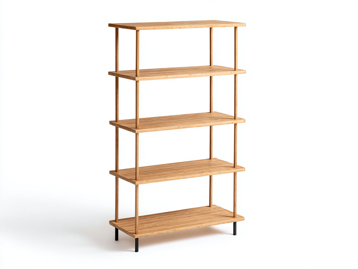 Bücherregal-Holz-90×34×178 cm-Natur-offenes Rahmendesign fürs Arbeitszimmer
