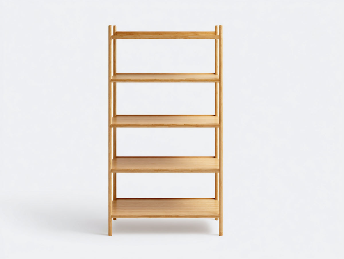 Bücherregal-Bambus-76×32×174 cm-Bambusnatur-schlankes offenes Design fürs Arbeitszimmer